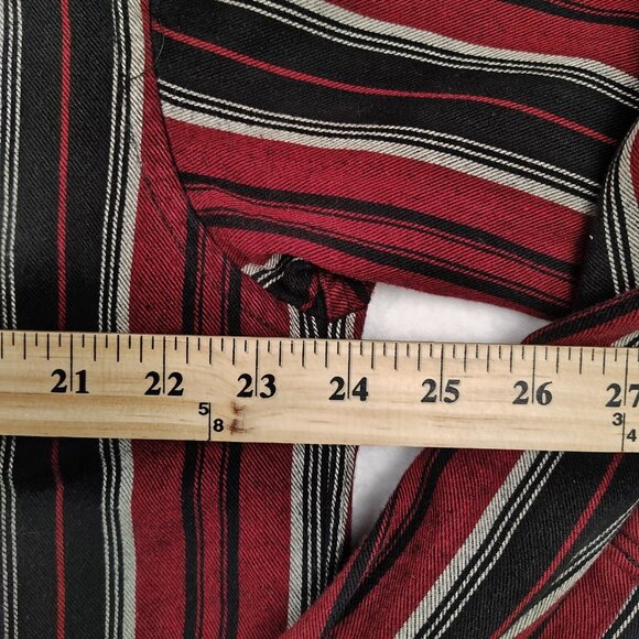 VTG Tommy Hilfiger Striped Shirt Mens Medium Red Motorcycle Cotton - Picture 9 of 9